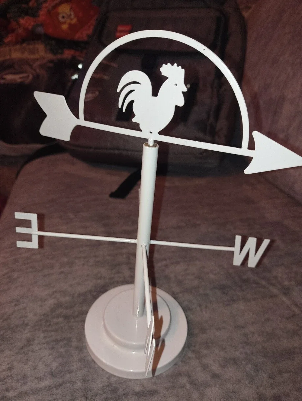 White Rooster Tabletop Weathervane - Decorative Home Dining Accent